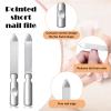 3 Pcs Stainless Steel Nail Files Kit with Leather Case, Double Sided Metal Nail Files with Anti-Slip Handle for Women and Men, Metal File Buffer Manicure Pedicure Tools for Fingernail Toenail(Black) view 2