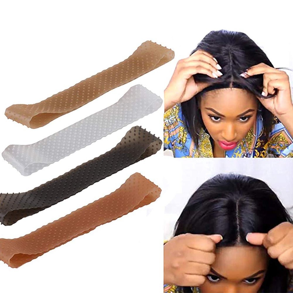 Yuriait Wig Grip Bands - 4 Pack Food-grade Silicone Non Slip Transparent Headbands for Women, Comfort Elastic Grip Cap to Hold Wigs (Classic color)