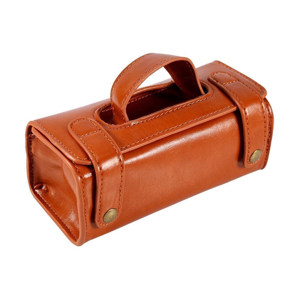 Mens Toiletry Bag, Portable Vintage Leather Cosmetic Shaving Kit Storage Bag Bathroom Bag for Traveling, 6.9 x 3.3 x 2.9 inch