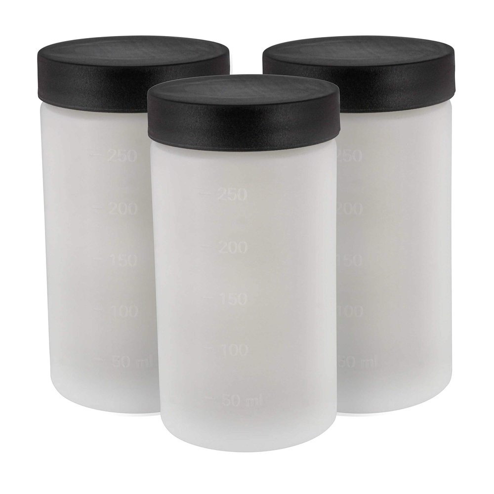 Belloccio C6 Sunless DHA Spray Tanning Solution Cups with Lids (Pack of 3) - 8 oz. Plastic Cups Fit Belloccio Model G6 Metal Turbine Spray Tanning Applicator Gun - Replacement Jars, Storage Bottles