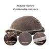 Superhairpieces Men's Hairpieces Toupee for Men 6" Soft Fine Indian Remy Hair 100% Front 90% Rest Density with All Swiss Lace (Brown Black + 40% Grey Synthetic Hair) view 3