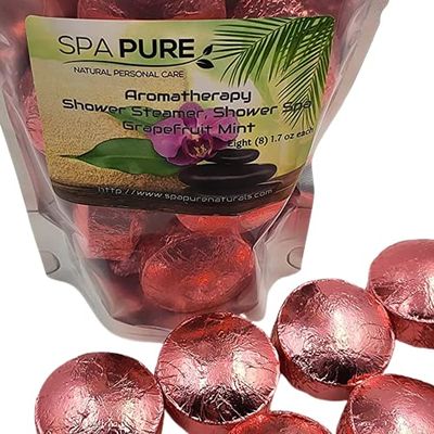 8 Lavender Mint Aromatherapy Shower Bombs 1.6 oz Each with 100% Natural/Organic Essential Oils - Transform Your Shower - Transform Your Mood (Lavender Mint) (Lemongrass)