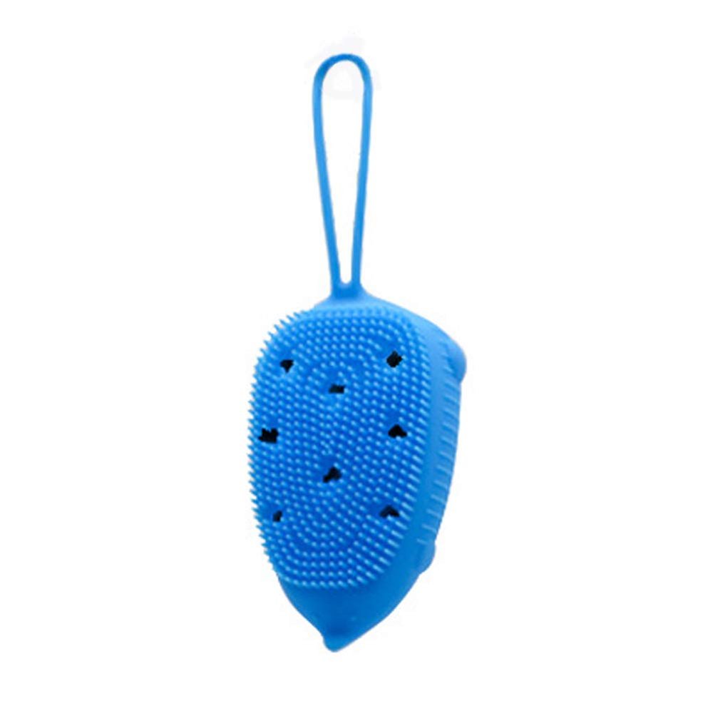 MIPPER Cartoon Hedgehog Shaped Silicone Bath Brush Shower Scrubber Deep Cleaning Massage Silicone Body Brush for Adult Kids (blue)