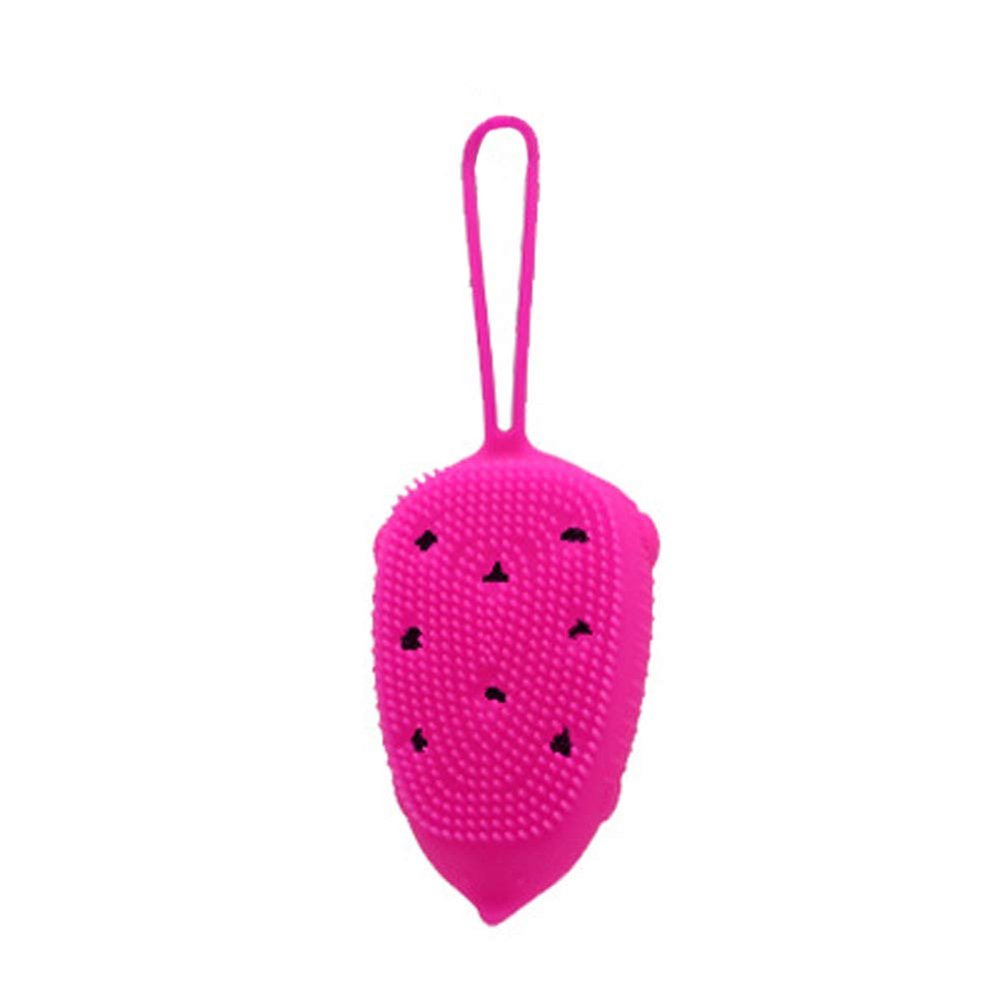 MIPPER Cartoon Hedgehog Shaped Silicone Bath Brush Shower Scrubber Deep Cleaning Massage Silicone Body Brush for Adult Kids (rose red)
