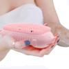 MIPPER Cartoon Hedgehog Shaped Silicone Bath Brush Shower Scrubber Deep Cleaning Massage Silicone Body Brush for Adult Kids (rose red) view 2
