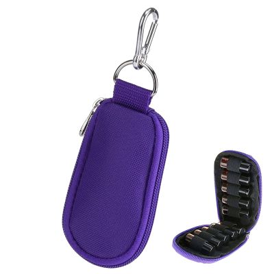 Agatige 10 Holes Keychain Essential Oil Carrying Case, Portable Roller Bottles Essential Oil Storage Organizer Mini Travel Bag for 2/3ml Oil Bottles Travel Storage Organizer(Purple)