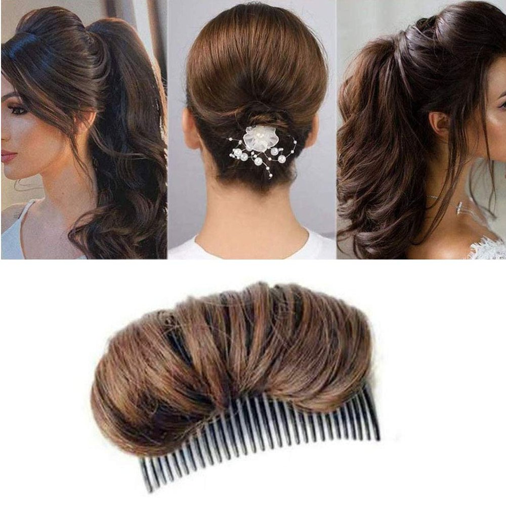 KWWA Invisible Fluffy Hair Pad - False Clip Base Bump Styling Insert Tool Volume Princess Increased Hairpin (Light Brown), 1 Count (Pack of 1)