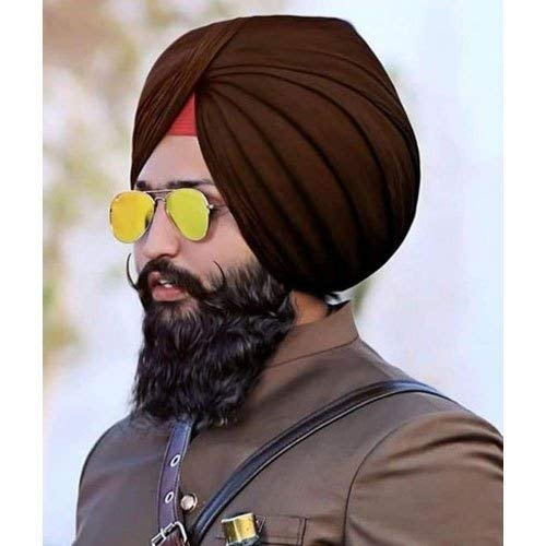 Fairdeal Sikh Religious Punjabi Turban Coffee Brown Turban Pagri Pagg Headwear Pagdi Full Voile 5.5 Meter Double stitch