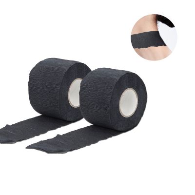 2 Rolls Barber Neck Strips, Disposable Black Stretchy Neck Hair Wrap Paper for Professional Salon Hair Cutting Styling Dyeing