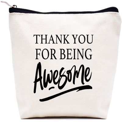 Thank You For Being Awesome - Appreciated Makeup Bag Cosmetic Bag Travel Pouch Gift - Inspirational Encouraging Birthday Christmas Graduation Gift Ideas for Women Mom Grandma Wife Daughter Best