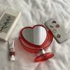 1Pc Acrylic Double Side Makeup Mirror Cute Heart Shaped Cosmetic Mirror, Transparent Base Home Bedroom Desktop Make Up Mirror (White) view 2