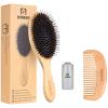 BOMEIYI Boar Bristle Hair Brush for Thick Curly Thin Long Short Wet or Dry Hair, Adds Shine and Makes Hair Smooth, Best Paddle Hair Brush for Men Women Kids. view 1