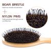 BOMEIYI Boar Bristle Hair Brush for Thick Curly Thin Long Short Wet or Dry Hair, Adds Shine and Makes Hair Smooth, Best Paddle Hair Brush for Men Women Kids. view 2
