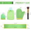 Boao 5 Pieces Self Tanning Mitt Applicator Kit, Includes Tanning Mitt, Exfoliating Glove, Mini Face Glove, Back Lotion Applicator, and Large Brush Makeup(Green) view 2