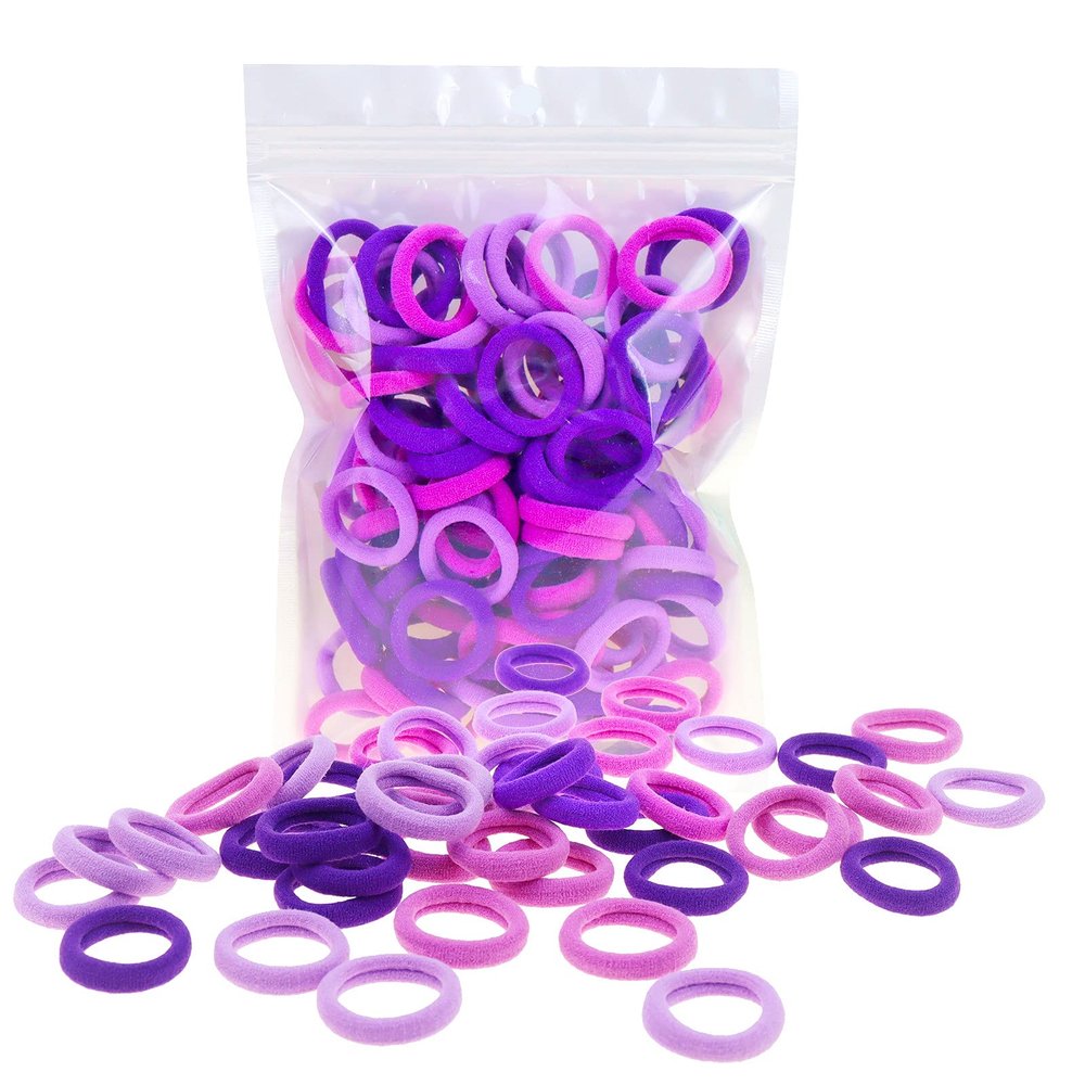 100 Pack Purple colorful Nylon Small Elastics Hair ties Toddlers' Ponytail holder