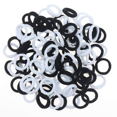 100 Pack Nylon Small Hair Ties Seamless Ponytail Holder Toddlers Girls' Hair Elastics (black and white)