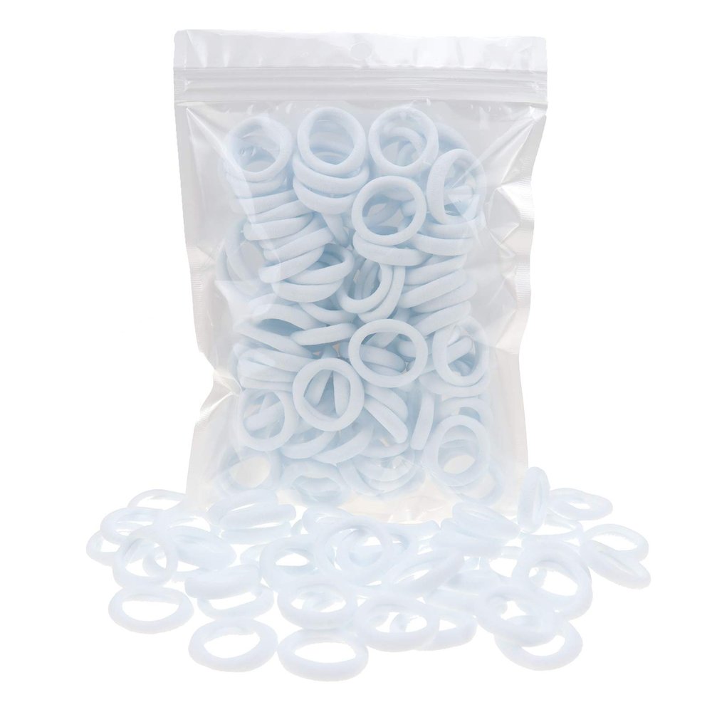 100 Pack White Color Nylon Small Hair Ties Seamless Baby Girls' Hair Elastics