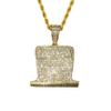 barber RAZOR BLADE Pendant Men Women 925 Gold Finish Iced Gold Barber Razor Electric Shaver Straight Edge Pendant Charm Necklace Ice Out Pendant Stainless Steel Real 3 mm Rope Chain Necklace (16) view 1