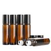 10 ml 6 Pack Amber Glass Roller Bottles Empty Refillable Essential Oil Glass Roller Bottle with Stainless Steel Roller Balls including 1 bottle opener and 1 dropper view 1