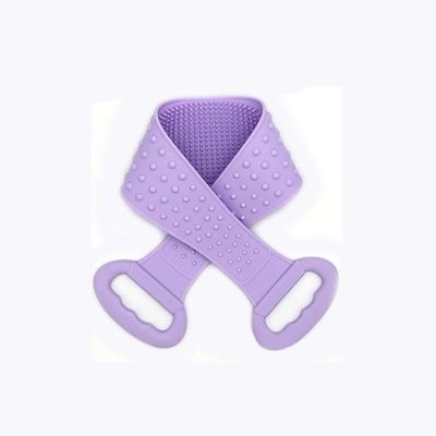 MIPPER Silicone Shower Brush Bath Towel Rubbing Back Mud Peeling Body Bath Strap,Skin Clean Massage Double Sided Bath Scrubber (26.8 inch long, purple)