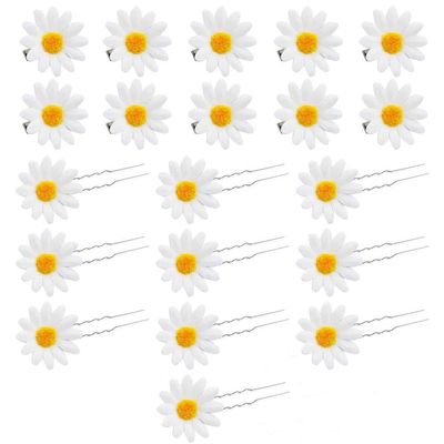 20pcs wedding bridal hair clips cute hair clips bridal headpieces for wedding spring hair clip Daisy Hair Pin women hair pin Hair Miss alloy white delicate sunflower