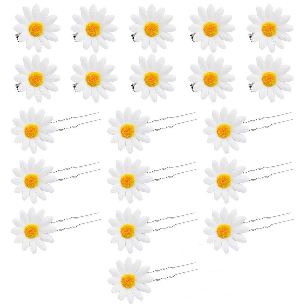 20pcs wedding bridal hair clips cute hair clips bridal headpieces for wedding spring hair clip Daisy Hair Pin women hair pin Hair Miss alloy white delicate sunflower