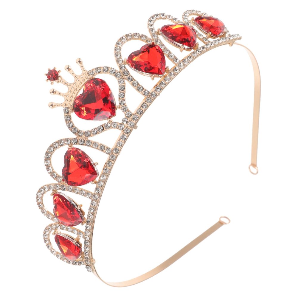 SOLUSTRE love crown headband tiaras for women red and gold tiara red tiara for women fire hair accessory for girls Crown Hair Accessories Miss rhinestones Acrylic vintage