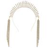 SOLUSTRE Rhinestone Tassel Headband Crystal Hair Hoop Party Hair Hoop Headpiece Rhinestone Hair Hoop Hard Headband Makeup Head Band Xmas Party Favors Miss Long Tassels Christmas Iron. view 1