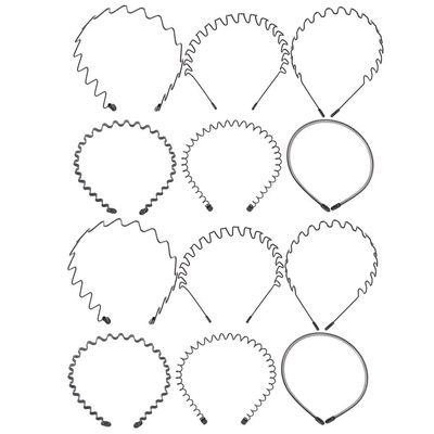 12Pcs wavy headband Elastic Hair Hoop steel headband hair ties for women wedding headpiece for bride wide mens Slicked-back Metal issue card men and women toothed