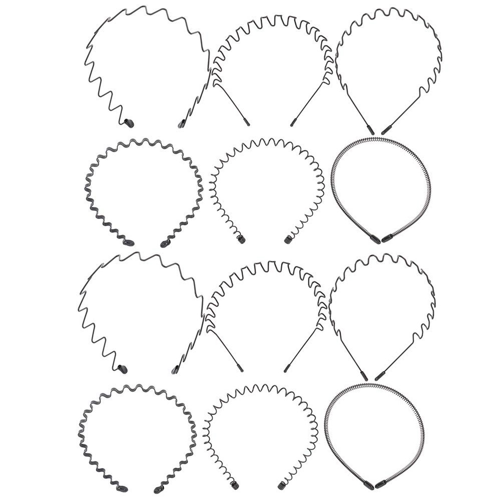12Pcs wavy headband Elastic Hair Hoop steel headband hair ties for women wedding headpiece for bride wide mens Slicked-back Metal issue card men and women toothed