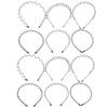 12Pcs wavy headband Elastic Hair Hoop steel headband hair ties for women wedding headpiece for bride wide mens Slicked-back Metal issue card men and women toothed view 1