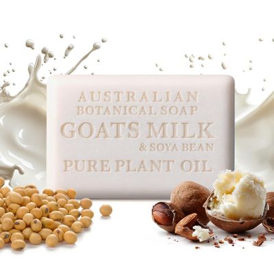 Australian Botanical Soap Goat Milk Soap Bar Triple-Milled Body Cleanser with Shea Butter & Soya Bean Oil Gentle Hydration for Sensitive Skin 6.8 oz 1 Pack