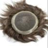 Mens Toupee French Lace Remy Virgin Hair System Replacement Poly Hairpiece Wig Black Real Human Hair Australia (6''x8''120% Light Medium Density, 4# Medium Brown) view 3