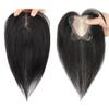 LesafeV 13x13cm Large Base Middle Part Hair Topper Clip in Human Hair Forehead Piece for Women Cover Thin Hair 7x10cm,30cm,Black view 1