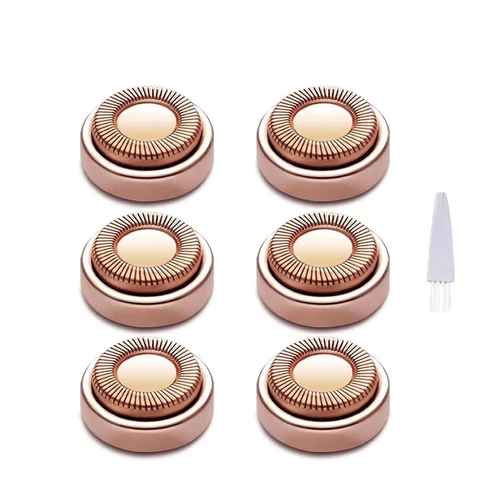 Facial Hair Remover Replacement Heads, 6 Pcs Suitable for Most Electric epilators 18K Gold-Plated Rose Gold