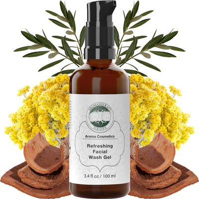 Facial Wash Gel Cleanser - Dead Cells, Pores, & Make Up Remover Face Wash for Oily, Dry, & Sensitive Skin - Gentle and Non Drying Face Wash with Aloe Vera & Tea Tree Oil by Aromatherapy Drops,100 ml