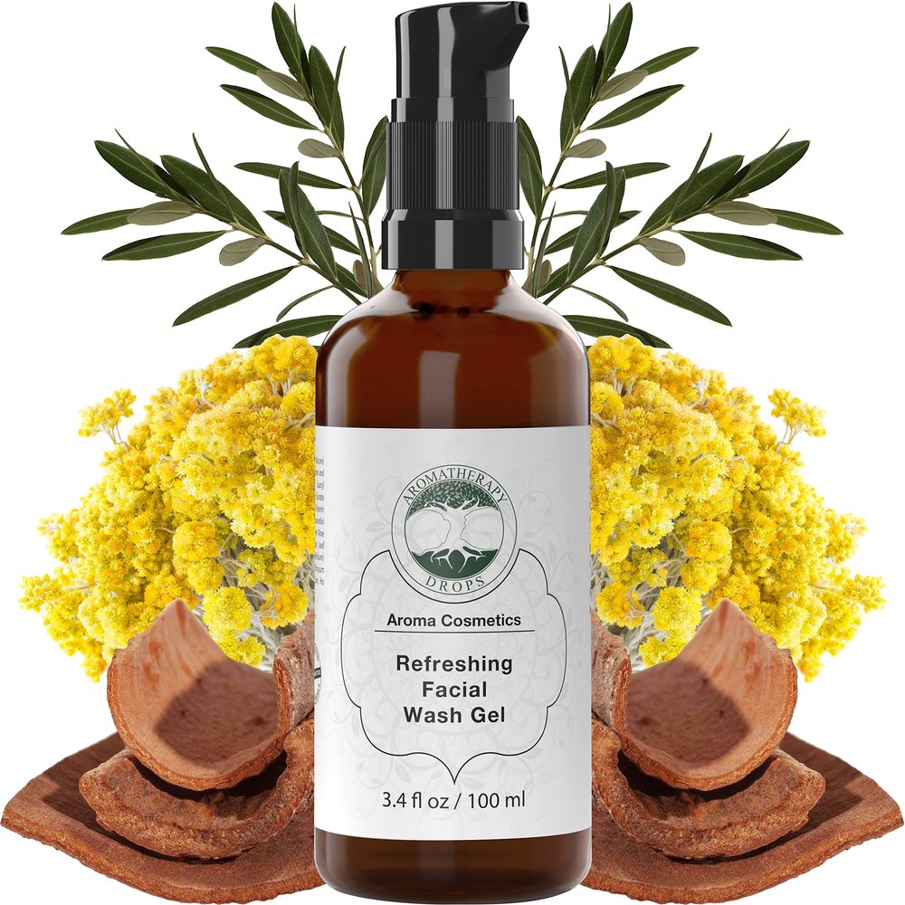 Facial Wash Gel Cleanser - Dead Cells, Pores, & Make Up Remover Face Wash for Oily, Dry, & Sensitive Skin - Gentle and Non Drying Face Wash with Aloe Vera & Tea Tree Oil by Aromatherapy Drops,100 ml
