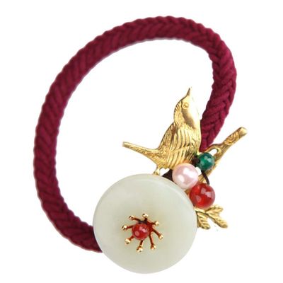 Beaupretty 1pc Elastic Hair Tie Jade Bead Ponytail Holder for Women High-stretch Hair Sweat Non-damaging Accessory for Daily Use