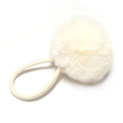 SUSULU Furry Hair Elastic Bands Faux Rabbit Fur Pompom Hair Ties Scrunchies for Women, Rubber Band with 5cm Ball Ponytail Holder Accessories Pack of 12pcs (Beige)