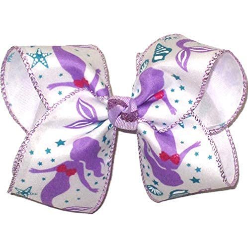 OV-2933L Large Hair Bow Mermaids over White