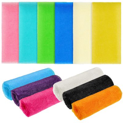 Tatuo 12 Pack 36 Inch Exfoliating Bath Cloth Towel African Net Sponge Extra Long Nylon Korean Bath Towel Japanese Shower Cleaning Sponges for Back Body(12 Color)