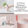 N A Transparent Cosmetic Brush Storage Bucket Dust-Proof Pen Holder Brush Desktop Storage Box Dustproof Cosmetic Brush Organiser Storage Box, Dustproof Makeup Brush Containers with White Pearls view 3