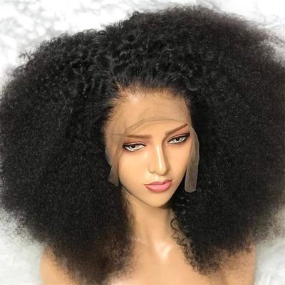 Afro Wig Kinky Curly Short Human Hair T-Part Lace Front Wigs for Black Women, 180% Density African Fancy Fluffy Bouncy Soft Premium for Party or Daily(Natural Black, 8-20inch/20-50cm)