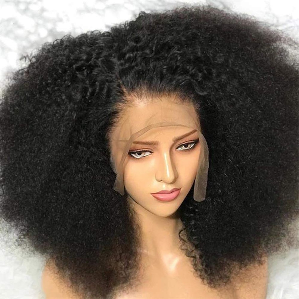 Afro Wig Kinky Curly Short Human Hair T-Part Lace Front Wigs for Black Women, 180% Density African Fancy Fluffy Bouncy Soft Premium for Party or Daily(Natural Black, 8-20inch/20-50cm)