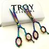 5.5" Professional Barber Razor Edge Silver Titanium Coated Hair Cutting and Texturizing Shears Scissors Student Teacher Kit Set+case view 2
