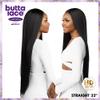 Sensationnel Butta Lace Hhm Wigs - Straight 32 Inch Human Hair Blend Extra Wide 5 Inch Parting Preplucked Hairline Glueless Lacefront (1B OFFBLACK) view 2