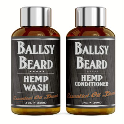 Ballsy Beard Wash Shampoo & Conditioner Set for Men 2 Piece Travel Size Beard Hair Shampoo