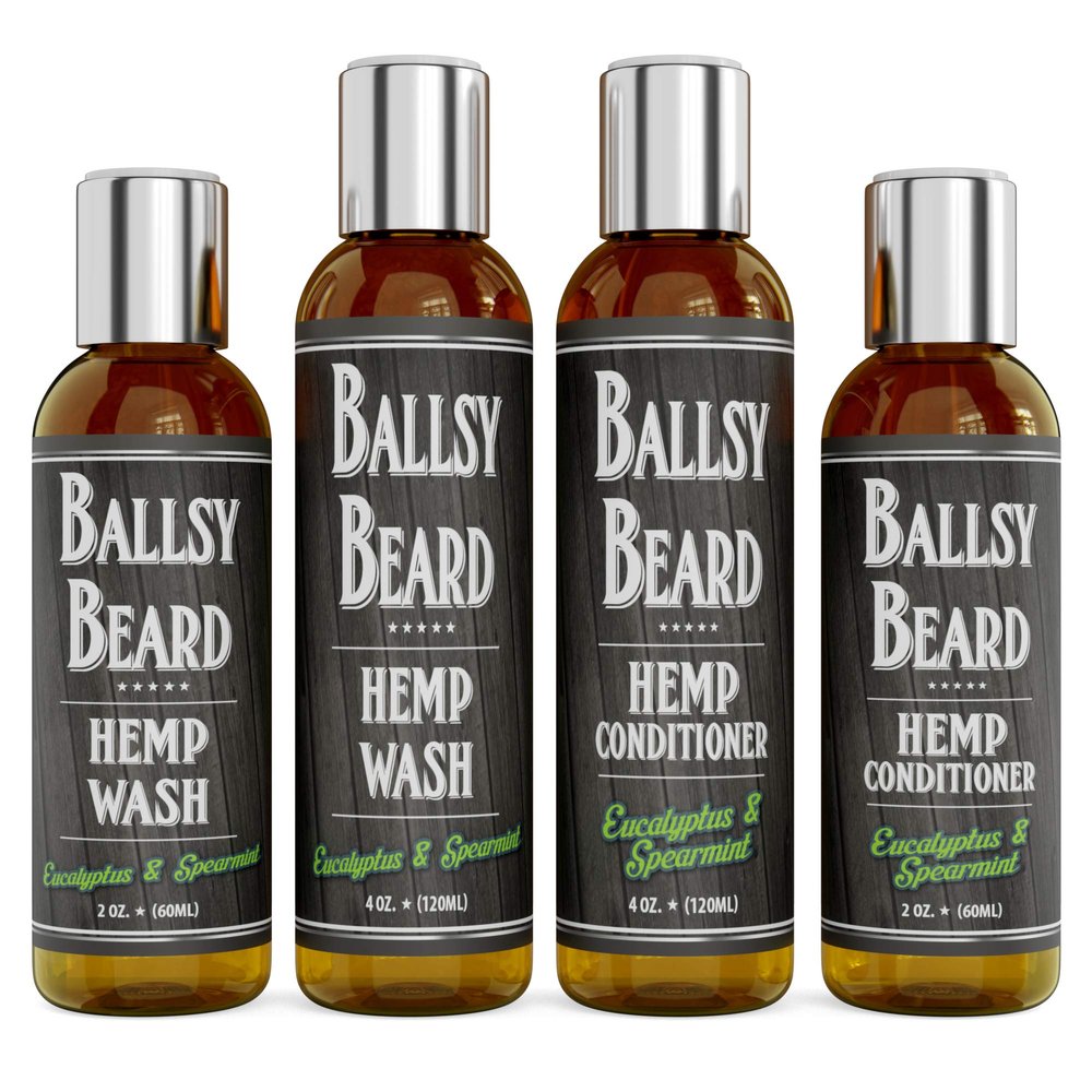 Beard Wash Shampoo & Conditioner Set for Men 2 Piece Travel Size Hair Shampoo (Eucalyptus Spearmint, 4 oz)
