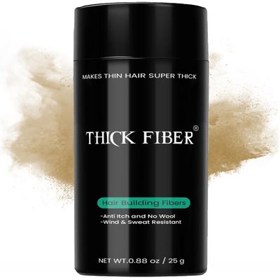 THICK FIBER Hair Fibers for Thinning Hair & Bald spots (MEDIUM BLONDE) - 25g Bottle - Conceals Hair Loss in Seconds - Hair Powder for Women & Men