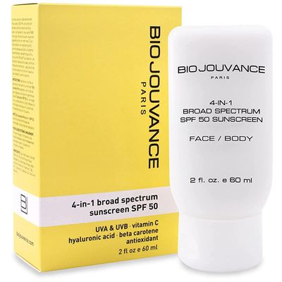 BIO JOUVANCE PARIS - 4 In 1 Sunscreen 2oz(60ml) | SPF50 Sunblock + Moisturizer + Anti-Aging + Antioxidant | Face&Body Sensitive Skin | Made in France